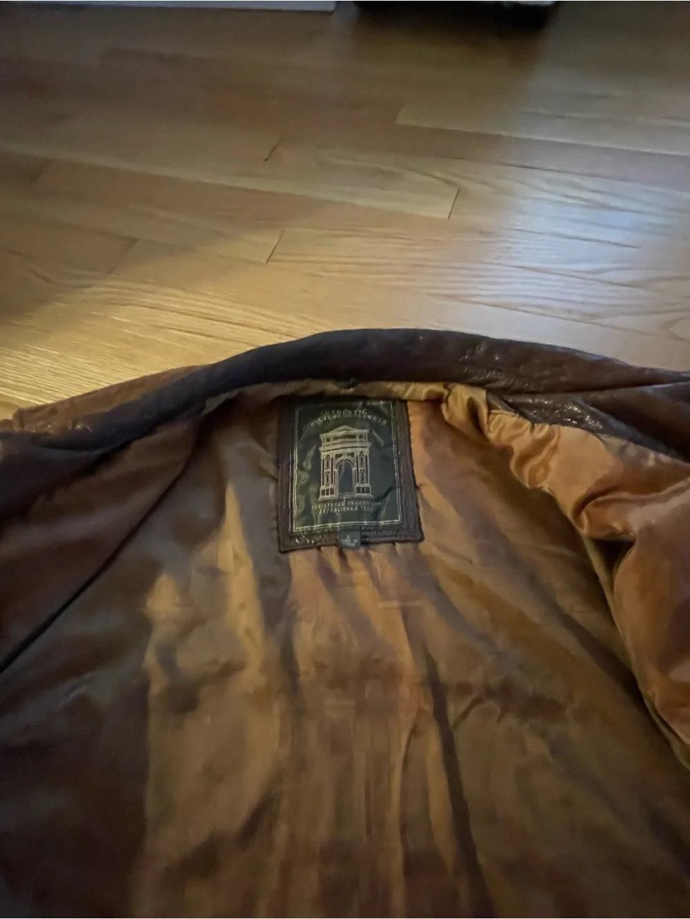 Vintage Structure Men's Brown Leather Bomber Jacket soft large